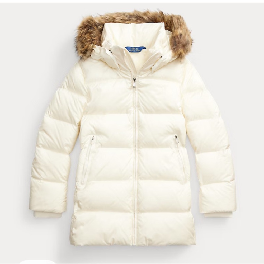 NWT Polo Lauren Raph Quilted Down Jacket puffer with Hood size XL(16)/women S-M